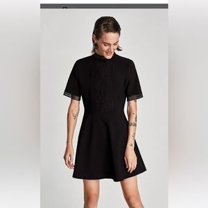 Zara Mock Neck Black Lace Dress